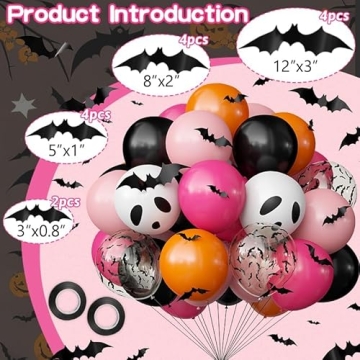 OuMuaMua Halloween Party Balloons Set with 3D Bats