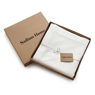 Solino Home White Tablecloth – Cotton Linen Hemstitch Valentines Day Tablecloth 84" L x 58" W Inch – Machine Washable Rectangle Table Cloth for Winter, Spring, Easter Decor