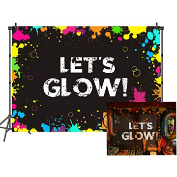 GYA Glow Neon Let's Glow Backdrop 80's 90's 7x5ft for Glow Parties Photography