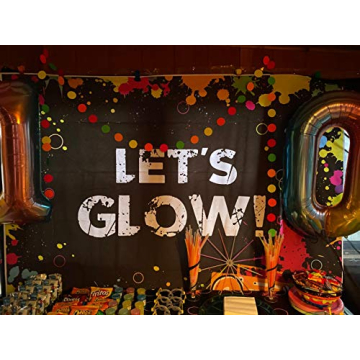 GYA Neon Let's Glow Party Backdrop 7x5ft Splatter Design