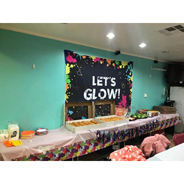 GYA Neon Let's Glow Party Backdrop 7x5ft Splatter Design