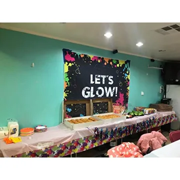 GYA Neon Let's Glow Party Backdrop 7x5ft Splatter Design