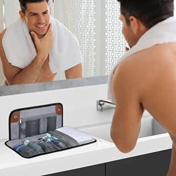 Toiletry Bag for Men, Travel Essentials Travel Toiletry Bag, Water-Resistant Compact Bathroom Roll Organizer for Hygiene, Shaving kit, Valentines Day Gifts for Him (2.Khaki Yellow (Waxed Canvas))