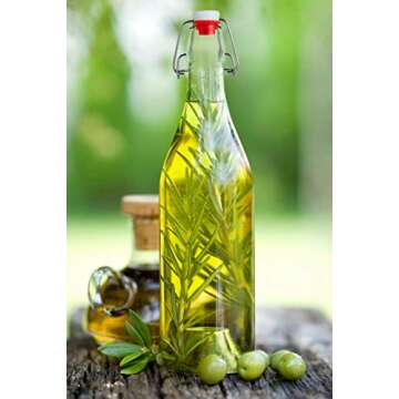 AYL Flip Top Glass Bottle [1 Liter / 33 fl. oz.] [Pack of 4] – Swing Brewing Bottle with Stopper for Beverages, Oil, Vinegar, Kombucha, Water, Soda, Kefir – Airtight Lid & Leak Proof Cap – Clear