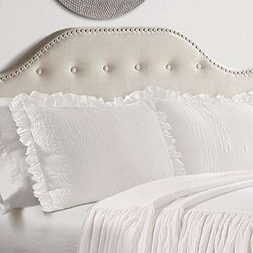 Lush Decor Ruffle Skirt Bedspread Set - 3 Piece Luxurious Farmhouse Bedding Set - Elegant, Charming ...