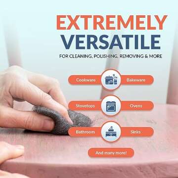 PAMI Steel Wool Scrubber Pack of 8 for Cleaning Glass