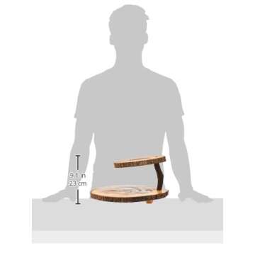 Lipper International Acacia 2-Tier Tree Bark Server for Meats, Cheeses, and Crackers,Acacia Tree Bark, 14"L x 14"W x 8"Th