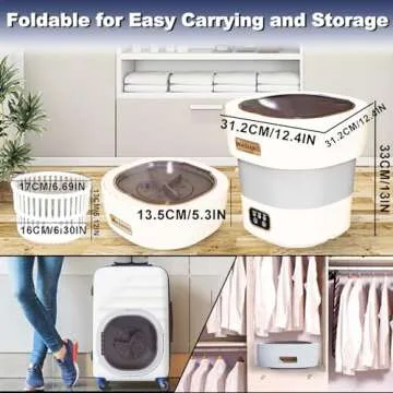 Portable Washing Machine with Spinner, 16L Large 2 in 1 Small Laundry Portatil, Foldable Mini Underwear Portable Washer, Collapsible Washer for Baby Clothes, Apartment, Camping, Travel Grey