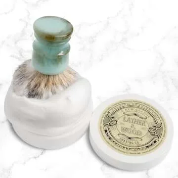 ather & Wood Shaving Soap - Sandalwood - Simply The Best Luxury Shaving Cream - Tallow - Dense Lather with Fantastic Scent for The Worlds Best Wet Shaving Routine. 4.6 oz (Sandalwood)