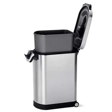 simplehuman 30 Liter, 32 lb / 14.5 kg Large Pet Food Storage Container for Dog Food, Cat Food, and Bird Feed, Brushed Stainless Steel