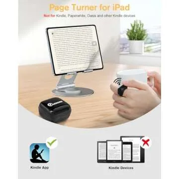 Remote Control Page Turner Ring for Kindle Paperwhite Oasis, Bluetooth E-Reader Controller, TikTok Ring, Camera Shutter
