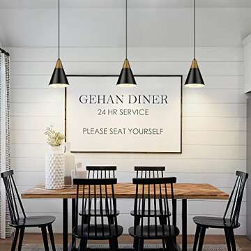 HUNEASON Pendant Lights, Modern Industrial Pendant Lighting Adjustable Height, Mid Century Modern Wo...