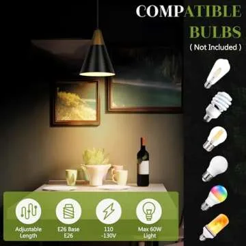 HUNEASON Pendant Lights, Modern Industrial Pendant Lighting Adjustable Height, Mid Century Modern Wooded and Metal Hanging Lamp for Kitchen Island Bar Dining Room Bedroom, Black