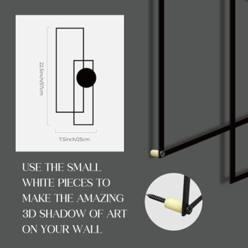 Glamativity Large 4 Pcs Black Abstract Metal Wall Art, 22.5 x 7.5'' Vertical Minimalist Décor Single Line Art Wall Décor, 3D Textured Sculptures, Modern Geometric Decor Hanging for Living Room Bedroom Bathroom Study