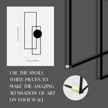 Glamativity Large 4 Pcs Black Abstract Metal Wall Art, 22.5 x 7.5'' Vertical Minimalist Décor Single Line Art Wall Décor, 3D Textured Sculptures, Modern Geometric Decor Hanging for Living Room Bedroom Bathroom Study