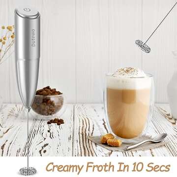 Hand Mixer Milk Frother for Coffee - Dutewo Frother Handheld Foam Maker for Lattes, Electric whisk D...