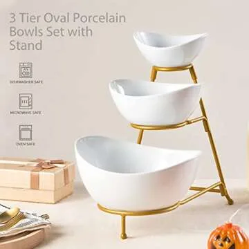 LYEOBOH 3 Tier Serving Bowls Set for Elegant Entertaining