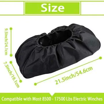 Winch Cover Waterproof, Heavy Duty 600D Breathable Oxford Fabric Dust-Proof Winch Protection Cover, Compatible with Most 8500-17500 Lbs Electric Winches, Indoor/Outdoor - (21.5” x 9.5” x 7.5”)