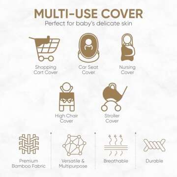 MOZAH Baby Multi-Use Cover: 9-in-1 Car Seat Covers Canopy Cover, Breathable Breastfeeding Cover, Stroller Cover & More, Boys & Girls Shower Gifts (Warm Taupe)
