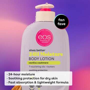 EOS Vanilla Cashmere Lotion - 24-Hour Moisturizer