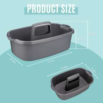 KeFanta Cleaning Supplies Caddy, Household Tools Organizer with Handle, Large Plastic Bucket, Portable Shower Basket Tote, Gray