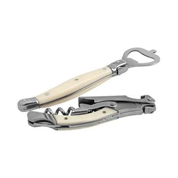French Home Laguiole 2 Piece Bar Set – 1 Corkscrew Wine Opener & 1 Bottle Opener – Stainless Ste...