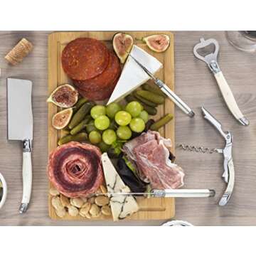 French Home Laguiole 2 Piece Bar Set – 1 Corkscrew Wine Opener & 1 Bottle Opener – Stainless Steel Bottle Openers with Faux Ivory Handles