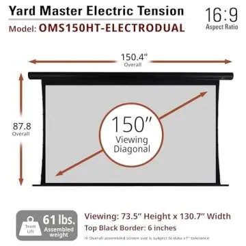 Elite Screens Yard Master Tension Series, 150-inch 16: 9 Projector Screen, Outdoor Electric Motorized Outdoor Front/Rear Wraith Veil Dual Projection Movie Screen, OMS150HT-Electrodual