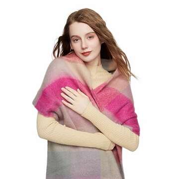 Yatemiole Women's Cashmere Big Coloured Checked Scarf Winter Warm Wrap Scarf (Pattern - 1)