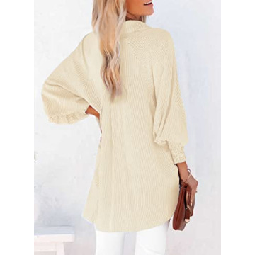 Women's Boyfriend Blouse with Smocked Cuffs and Pocket