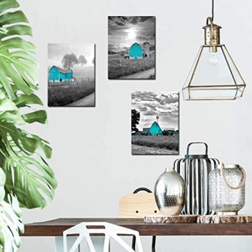 Mofutinpo Teal Farmhouse Rustic Canvas Wall Art