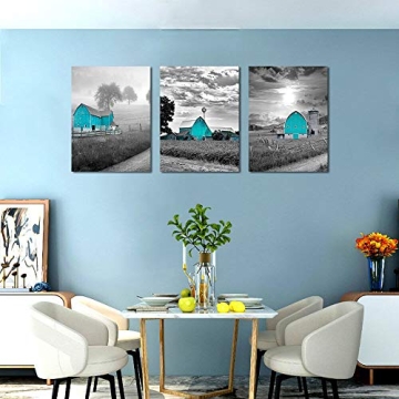Mofutinpo Teal Farmhouse Rustic Canvas Wall Art