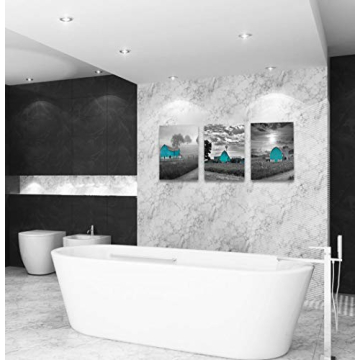 Mofutinpo Teal Farmhouse Rustic Canvas Wall Art