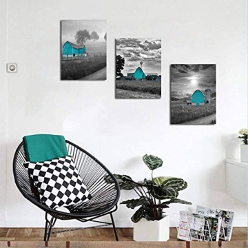 Mofutinpo Teal Farmhouse Rustic Canvas Wall Art