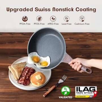 SENSARTE Nonstick Frying Pan Skillets, Swiss Granite Coating Omelette Pans, Healthy Cookware Chef's ...