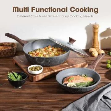 SENSARTE Nonstick Frying Pan Skillets, Swiss Granite Coating Omelette Pans, Healthy Cookware Chef's Pan, PFOA Free(9.5 Inch Frying Pan and 5QT Saute Pan)