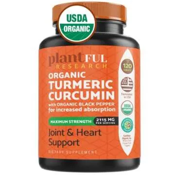Organic Turmeric Supplement with Black Pepper Highest Potency USDA Certified [Non-GMO Organic Curcum...