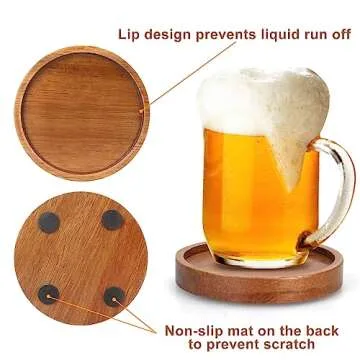 Stylish Acacia Wood Coaster Set for Home & Office