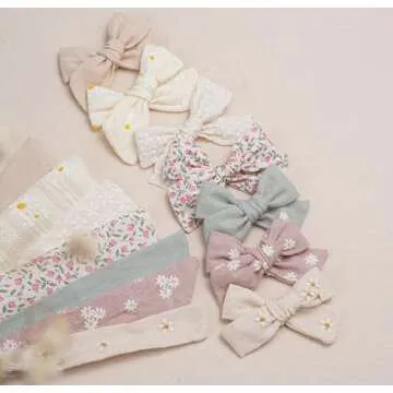 Fancy Clouds Baby Girl Bows and Headbands,14 pcs Stretchy Soft Nylon Hairbands Hair Bows for Newborns, Infants, Toddlers - Handmade Baby Hair Accessories for Girls Gifts