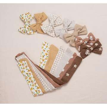 Fancy Clouds Baby Girl Bows and Headbands,14 pcs Stretchy Soft Nylon Hairbands Hair Bows for Newborns, Infants, Toddlers - Handmade Baby Hair Accessories for Girls Gifts