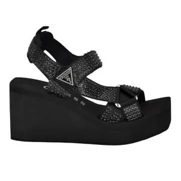 Guess Women's DAWSIN Sandal, Black 001, 8