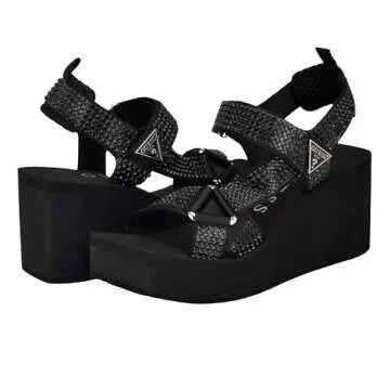 Guess Women's DAWSIN Sandal, Black 001, 8