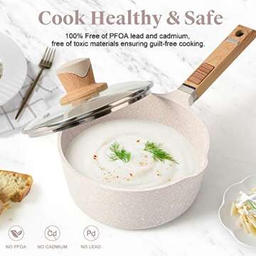 Large Nonstick Cookware Set With Lids - Pots, Pans and Kitchenware for Induction Cooking, Includes 8 QT Stockpot, Saucepan and Frying Pan