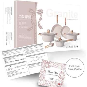 Large Nonstick Cookware Set With Lids - Pots, Pans and Kitchenware for Induction Cooking, Includes 8 QT Stockpot, Saucepan and Frying Pan