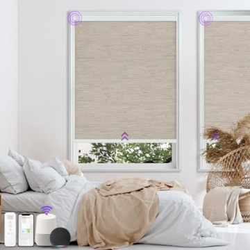 Astomi Motorized Roller Shades for Windows, Blackout Automatic Blinds with Remote, Smart Blinds, Voi...