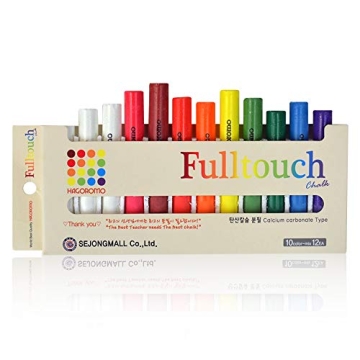 Hagoromo Fulltouch Color Chalk Non-Toxic - [12 Pcs/10 Color Mix] 1 Box, Assorted Dustless Washable C...
