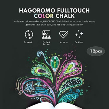 HAGOROMO Chalk Non-Toxic 12 Pcs Assorted Colors - Dustless