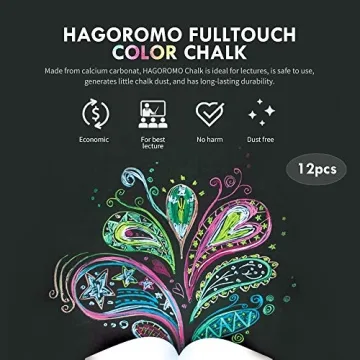 HAGOROMO Chalk Non-Toxic 12 Pcs Assorted Colors - Dustless