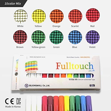 HAGOROMO Chalk Non-Toxic 12 Pcs Assorted Colors - Dustless