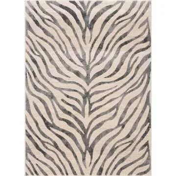 BoutiqueRugs Ecorse Zebra Print Runner Rug - Black, Charcoal, Peach - 2'7" x 7'3" Runner